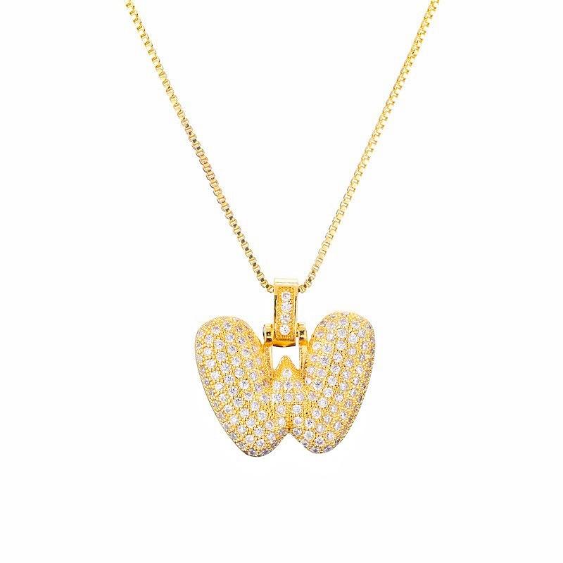 Personalized Initial Necklace 3D Bubble style ,A-Z 26 letter Pendant with Zircon,Unique Puff Font & Balloon Letter,Dainty Gift For Men and Women