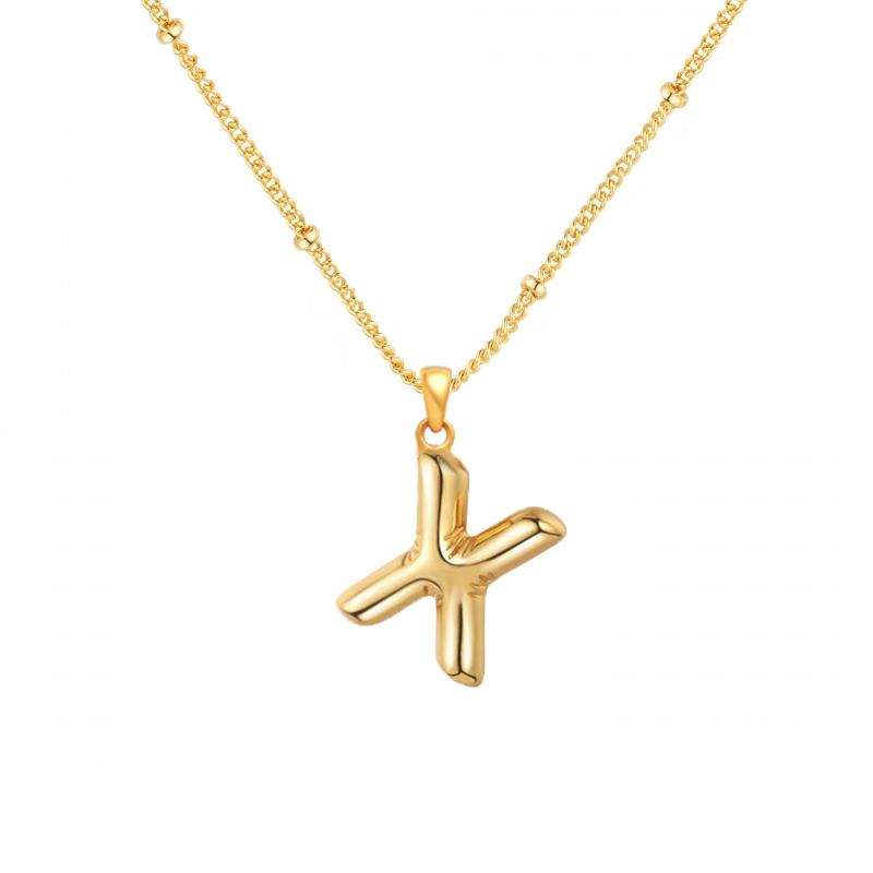 Personalized Bubble Alphabet Necklace, Special Bubble Initial Pendant with Beaded Chain - 26 Letters, Waterproof, Non-Tarnish, Trendy, Delicate Jewelry for Women Girls
