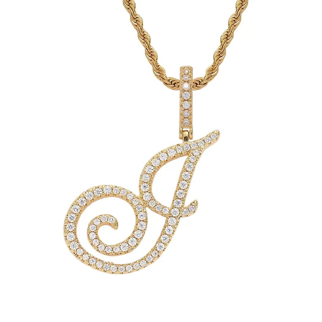 Initial Couple Necklaces Floral Design 26-Letter pendant chain Necklace with Zircon - Ideal Gift for Women and men