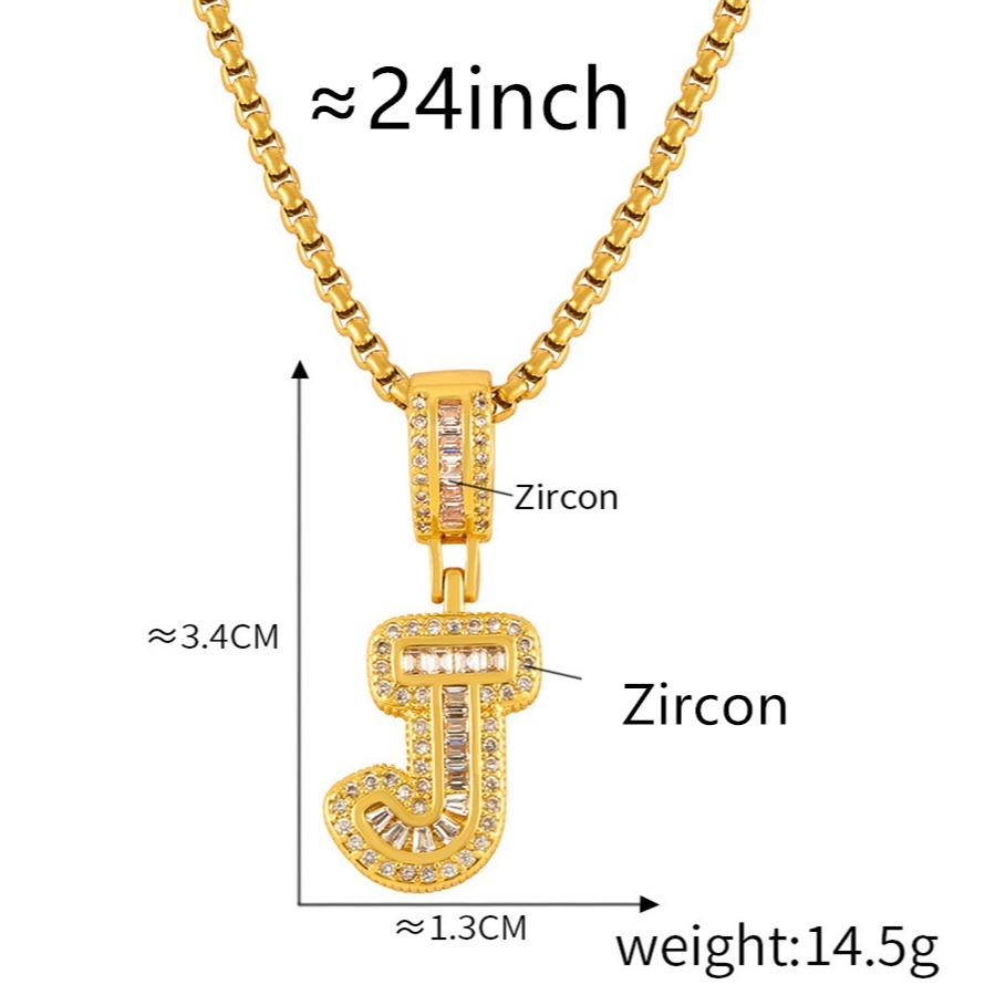 Personalized 26 Letters Necklace, A-Z Alphabet Pendant with Box Chain, Initial Letters with Zircon,Gift for Men and Women