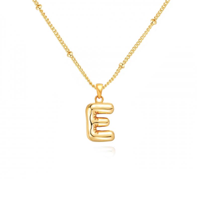 Personalized Bubble Alphabet Necklace, Special Bubble Initial Pendant with Beaded Chain - 26 Letters, Waterproof, Non-Tarnish, Trendy, Delicate Jewelry for Women Girls