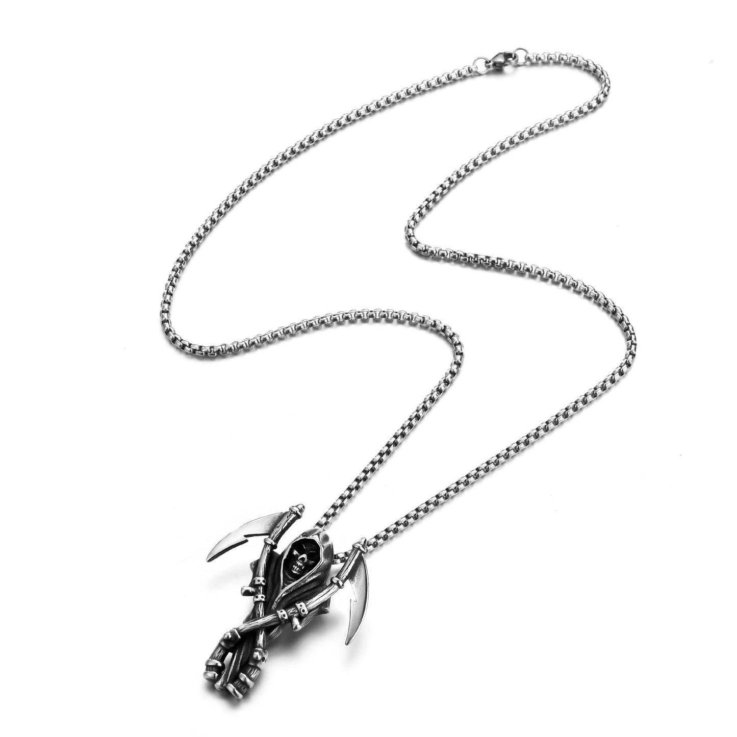 HN073:Hip-Hop Style Necklace,Grim Reaper Skull Head Pendent Necklace For Women And Men