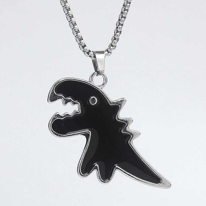 HN016:Hip-Hop Style Necklace, Tiny Animal Dinosaur Pendant Necklace Unique Dragon Charm Necklace for Women and Men
