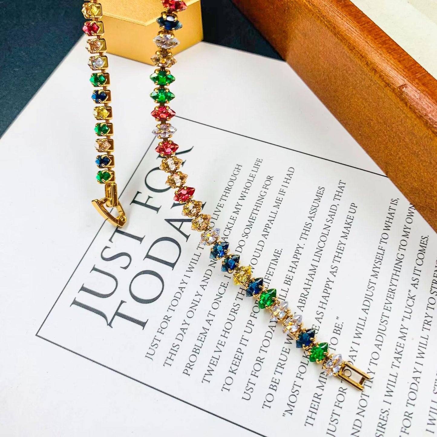 Vibrant Rainbow Tennis Necklace with Multi-Color Zircon, Stainless Steel, Stylish Tennis cable necklace for Women, Zirconia Jewelry
