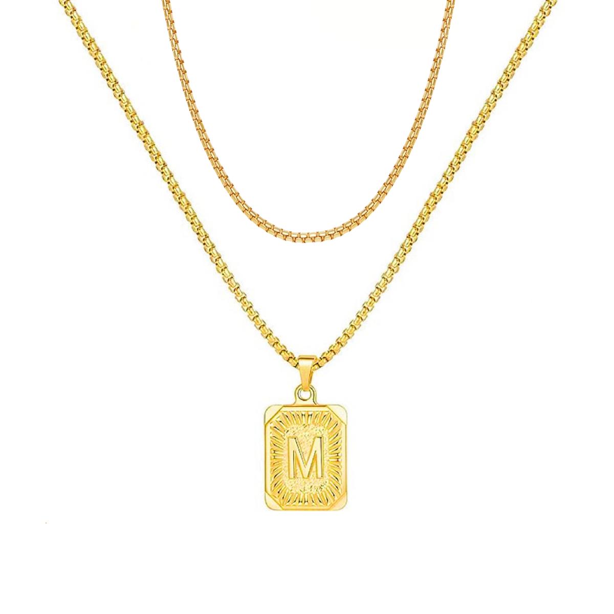 set/ intial chain necklace for men women,double layer couple jewelry, stainless steel letter necklaces, gift for couple, BFF necklace, color not fade