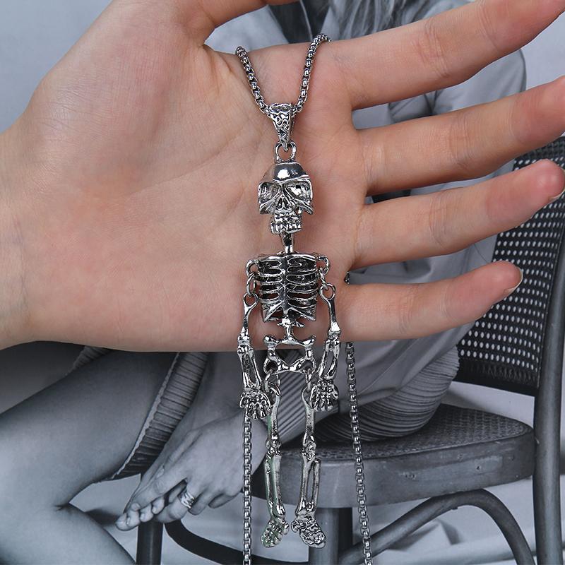 HN023:Hip-Hop Style Necklace,SKELETON BONES Necklace Pendant for Women and Men