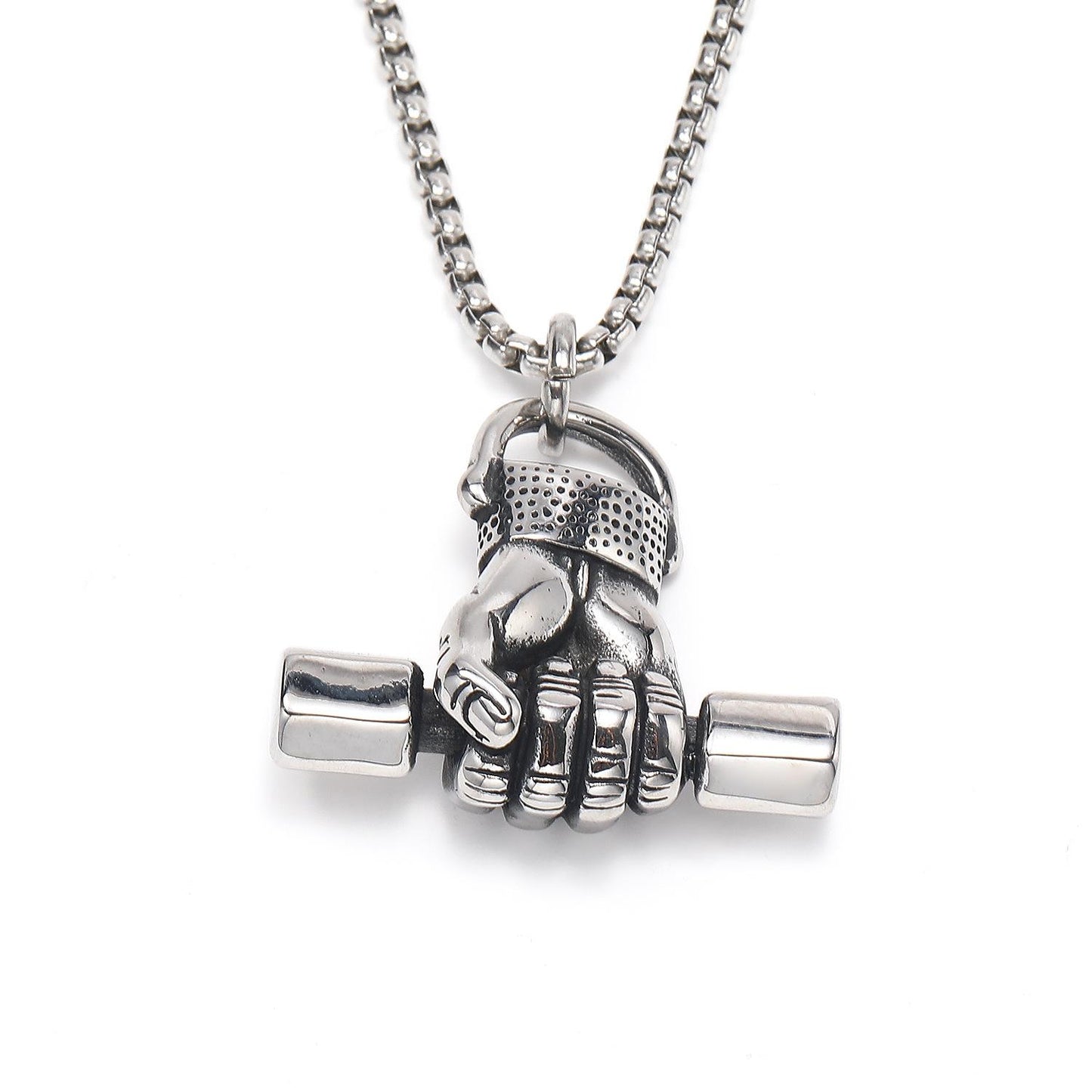 HN075:Hip-Hop Style Necklace,Weight Lifting Dumbbell Pendent Necklace For Women And Men