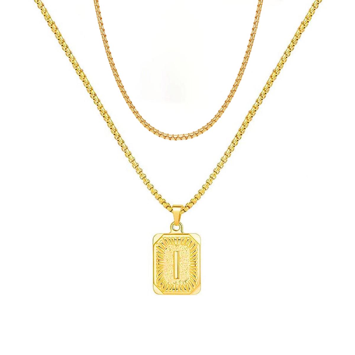 set/ intial chain necklace for men women,double layer couple jewelry, stainless steel letter necklaces, gift for couple, BFF necklace, color not fade