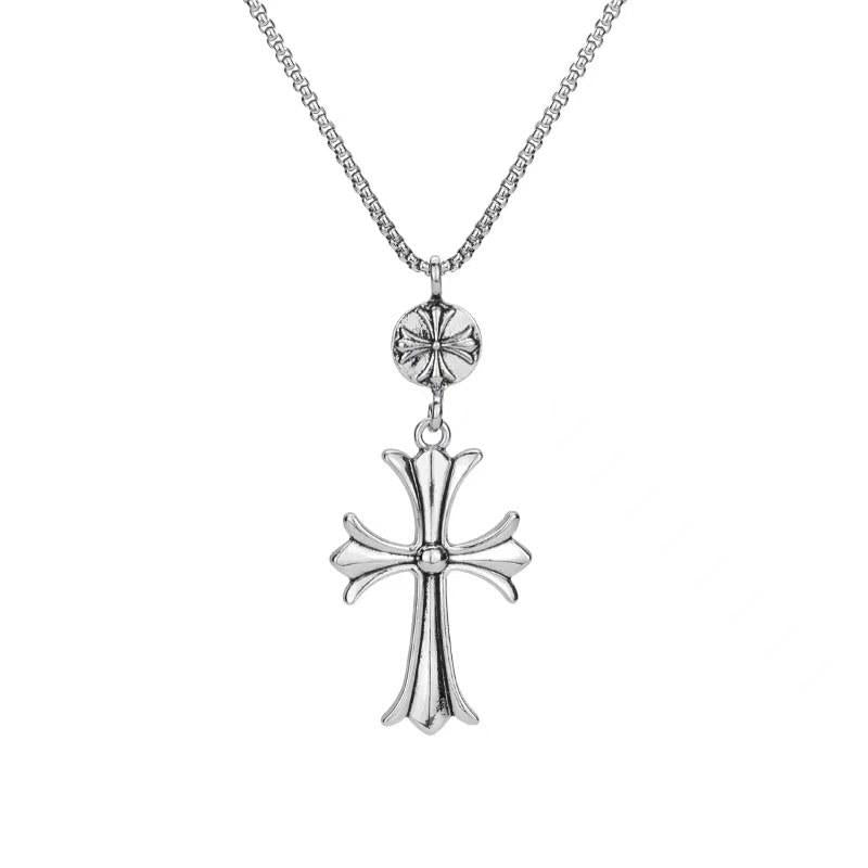 HN062:Hip-Hop Style Necklace, Vintage Cross Pendent Necklace For Women And Men