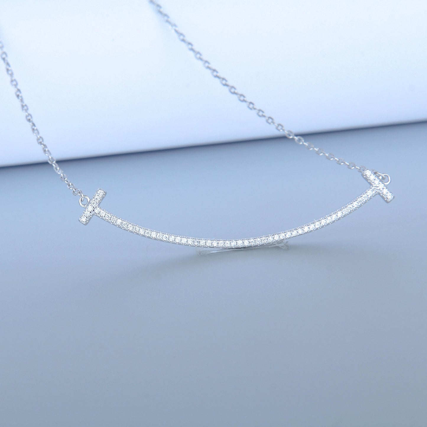 S925 smile necklace set/ necklace earring, Sterling Silver, silver for women- Smile Design, Sparkling and classic ,Suitable for Earlobe,Helix, Cartilage , Dainty Gifts for Mom Daughter Girlfriend.