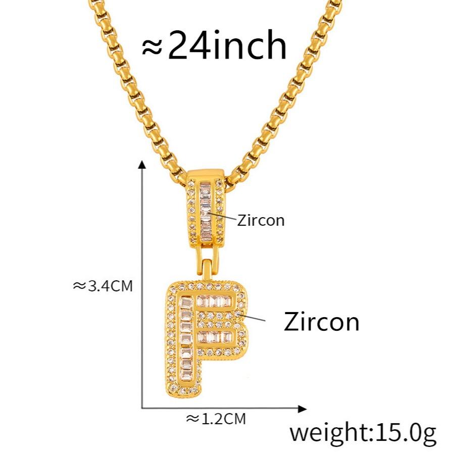 Personalized 26 Letters Necklace, A-Z Alphabet Pendant with Box Chain, Initial Letters with Zircon,Gift for Men and Women