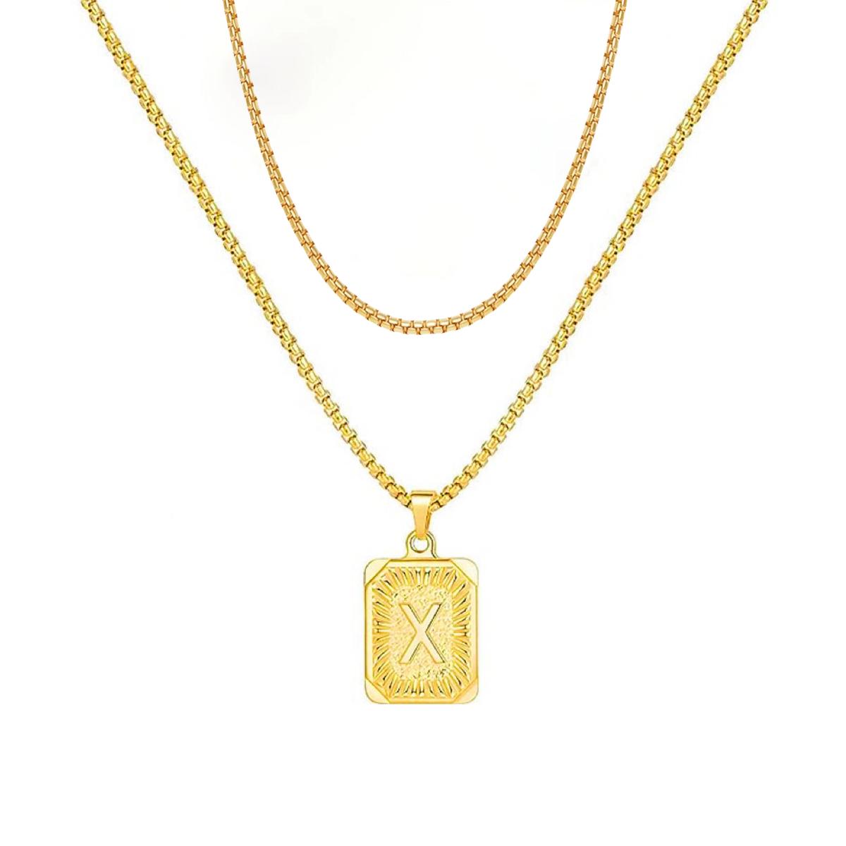 set/ intial chain necklace for men women,double layer couple jewelry, stainless steel letter necklaces, gift for couple, BFF necklace, color not fade