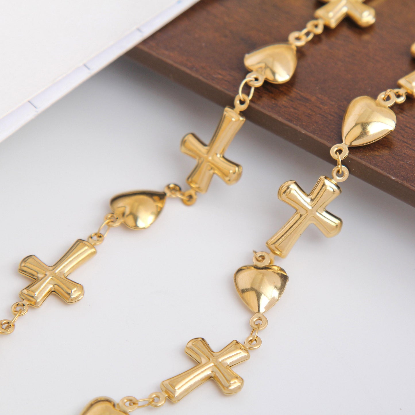 Vintage Station Necklace for Woman -Stainless Steel, Three Unique Cross Designs, Adjustable, Stylish and Chic; Elegant and Versatile Jewelry for Daily Wear