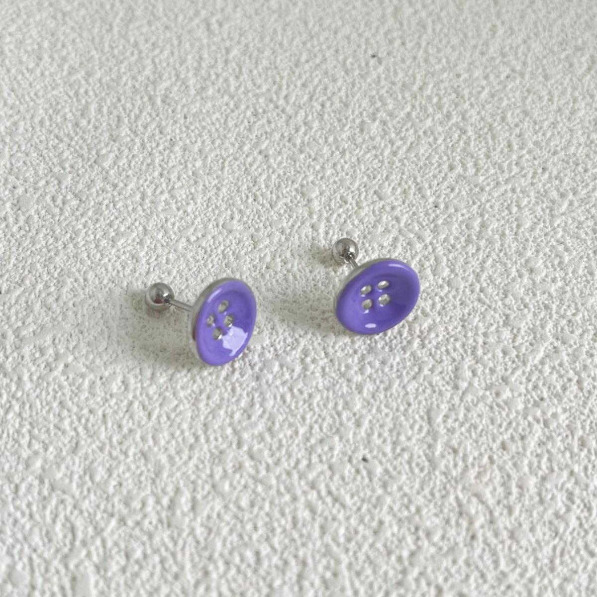 1count/ Vintage Enamel barbell Button design Stud Earring, Helix Cartilage EarlobeEarring with Round Back, Barbell – Stainless steel, Dainty Piercing Jewelry for Women and Girls