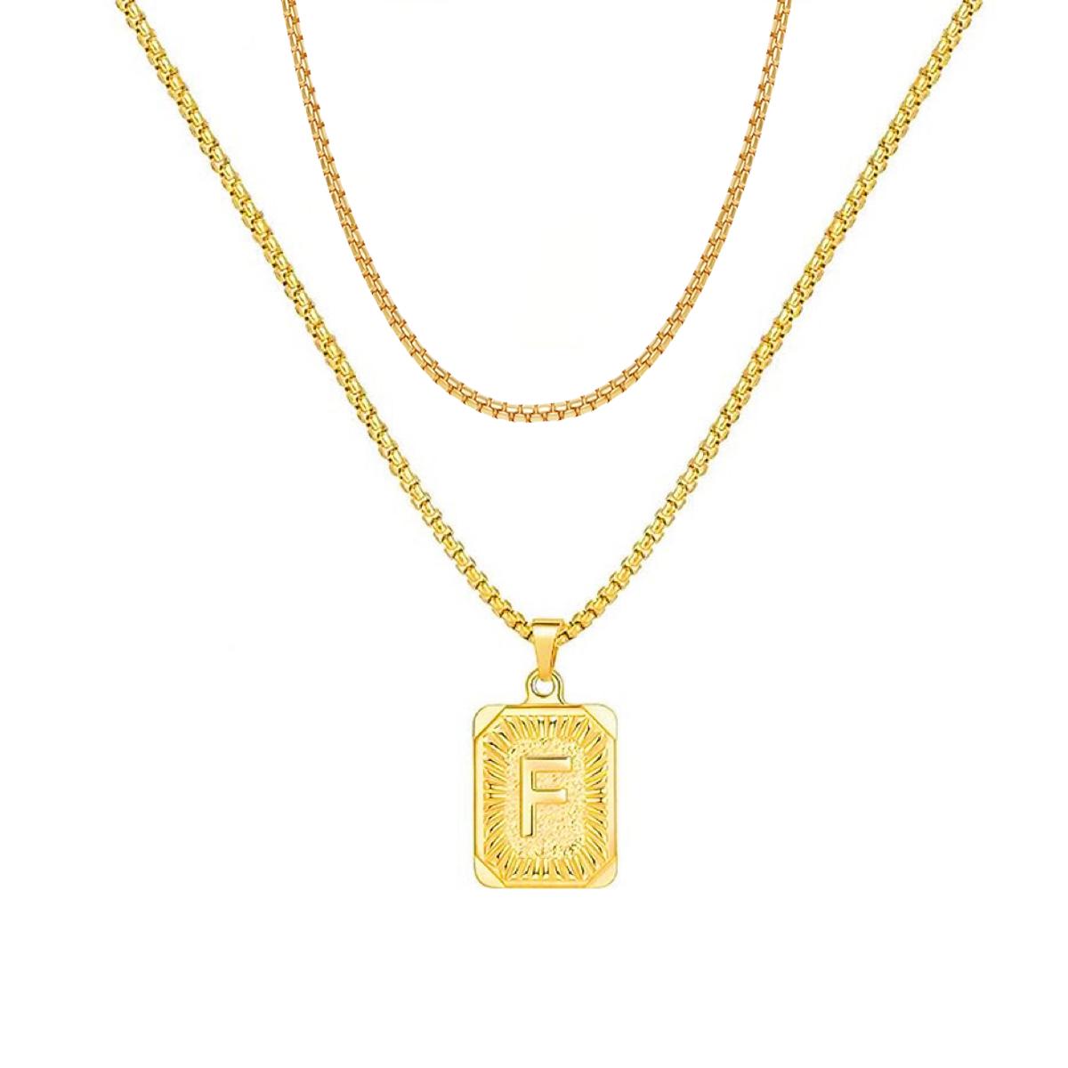 set/ intial chain necklace for men women,double layer couple jewelry, stainless steel letter necklaces, gift for couple, BFF necklace, color not fade