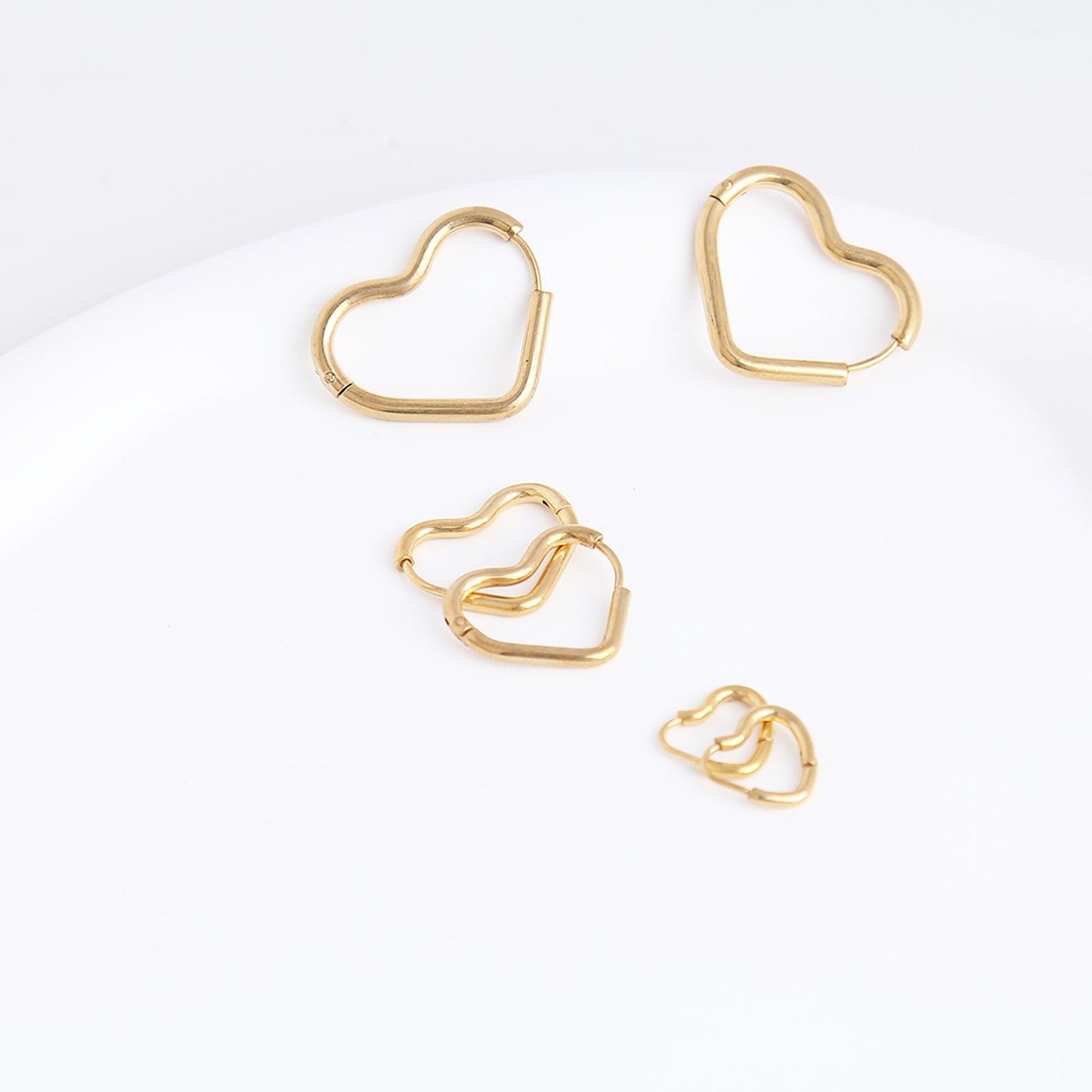 Stainless Steel Heart Hoop Earrings – Unique Minimalist Style, Available in Three Sizes, Perfect for Helix, Cartilage, and Earlobe Piercings, Everyday Fashion Jewelry, Lightweight and Comfortable