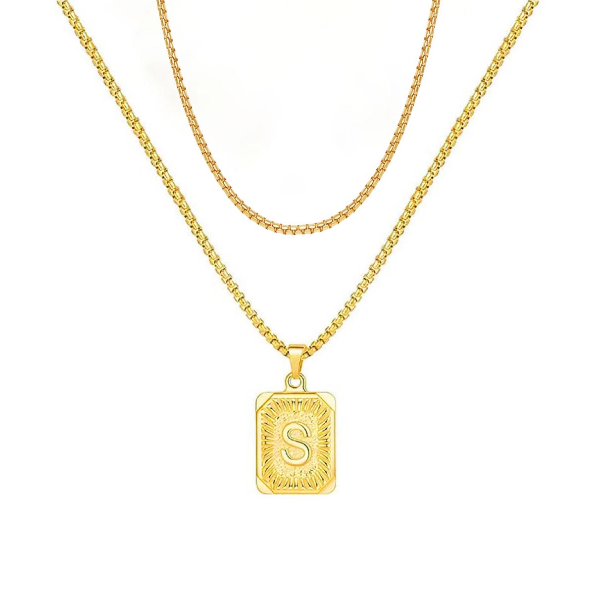 set/ intial chain necklace for men women,double layer couple jewelry, stainless steel letter necklaces, gift for couple, BFF necklace, color not fade