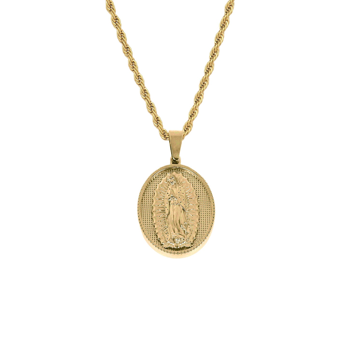 Virgin Mary Pendant, Religious Christian Gold Gift, Our Lady of Guadalupe,Divine Beauty, Elegant Catholic Jewelry Gift