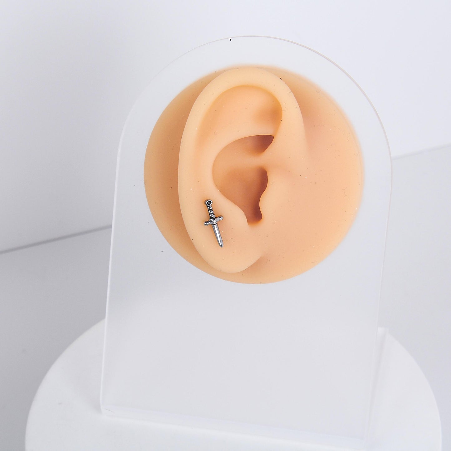 1 count / Punk Gothic Sword Stud Earring, Vintage Stud Earring with Round Back,Barbell Studs Halloween Party Cosplay–Titanium stud, Earlobe Earring, Helix Cartilage Earring for Men and Women