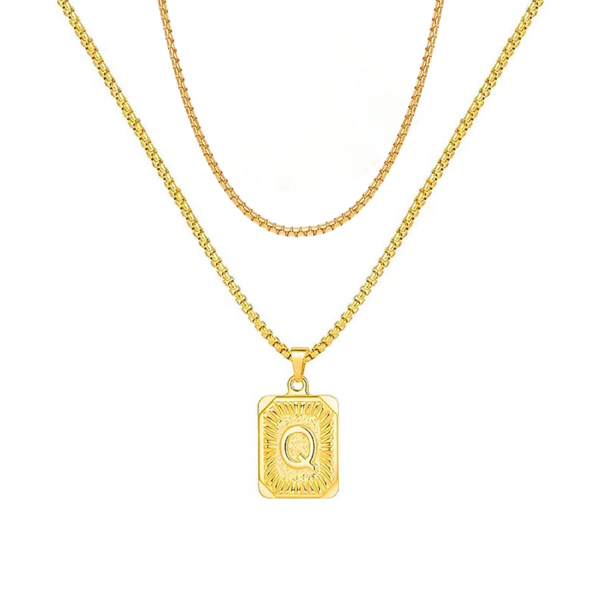 set/ intial chain necklace for men women,double layer couple jewelry, stainless steel letter necklaces, gift for couple, BFF necklace, color not fade