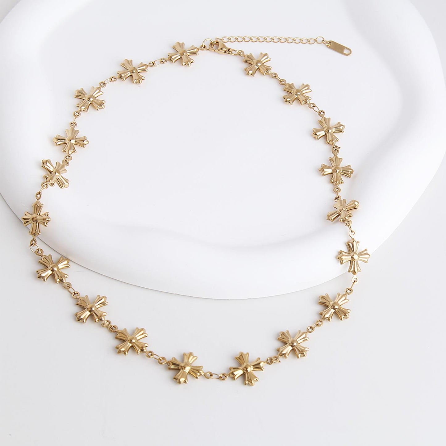 Vintage Station Necklace for Woman -Stainless Steel, Three Unique Cross Designs, Adjustable, Stylish and Chic; Elegant and Versatile Jewelry for Daily Wear
