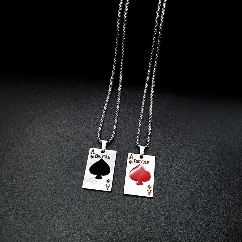 HN058:Hip-Hop Style Necklace,Poker Card Pendant Necklace for Women And Men