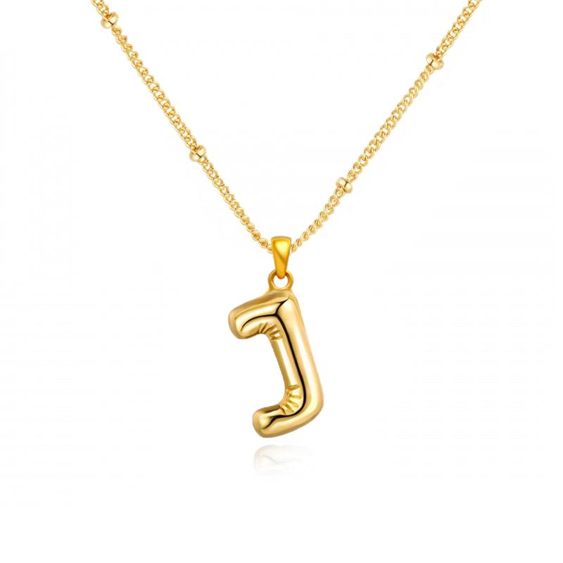 Personalized Bubble Alphabet Necklace, Special Bubble Initial Pendant with Beaded Chain - 26 Letters, Waterproof, Non-Tarnish, Trendy, Delicate Jewelry for Women Girls