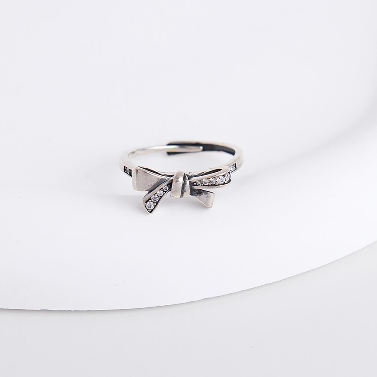 S925 Bow Tie Silver Ring - Sterling Silver, Two Distinct Bow Designs (Bowtie & Ribbon), Cute and Delicate Fashion Jewelry, Adjustable Size, Perfect for Gifts and Everyday Wear