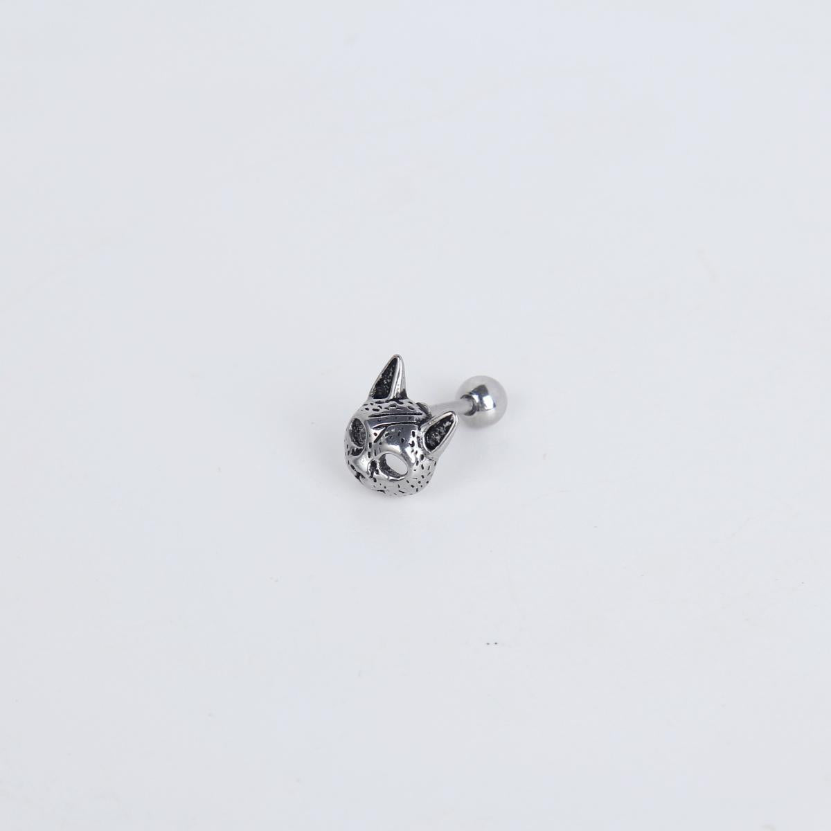 1 count/ Punk cat stud,gothic earring, vintage Stud Earring with round Back, barbell studs –titanium stud, earring, Helix Cartilage Earring for Men and Women