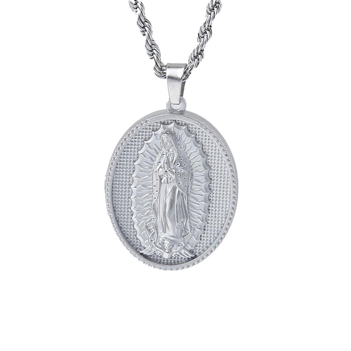 Virgin Mary Pendant, Religious Christian Gold Gift, Our Lady of Guadalupe,Divine Beauty, Elegant Catholic Jewelry Gift
