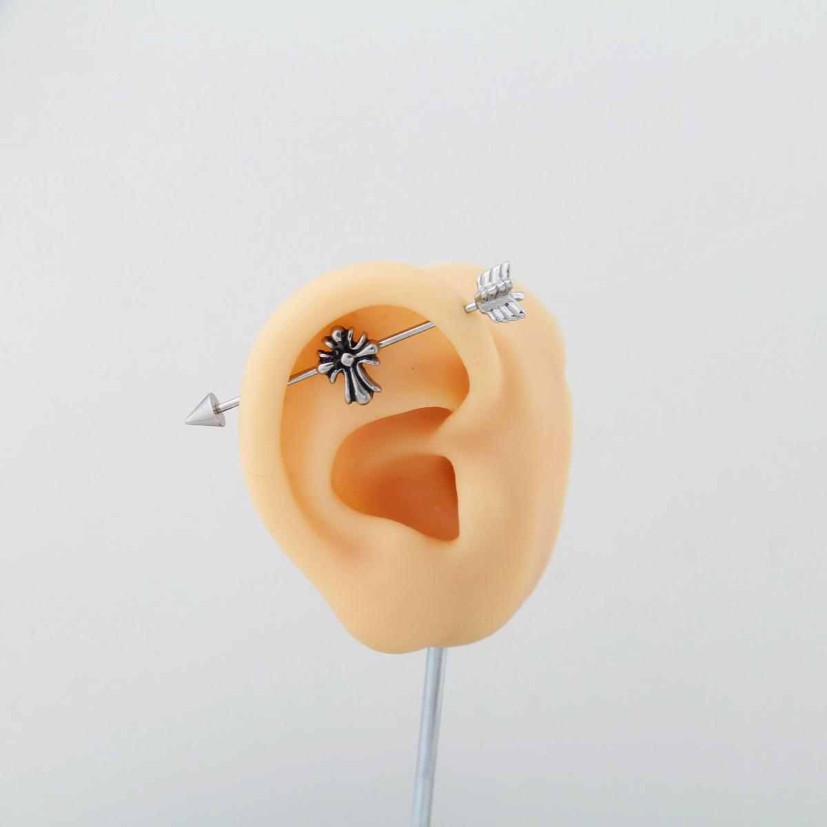 Set/Cross Shaped Helix Cartilage Stud and Hoop Earring Stack – Stainless Steel, Unisex Piercing Jewelry for Men and Women