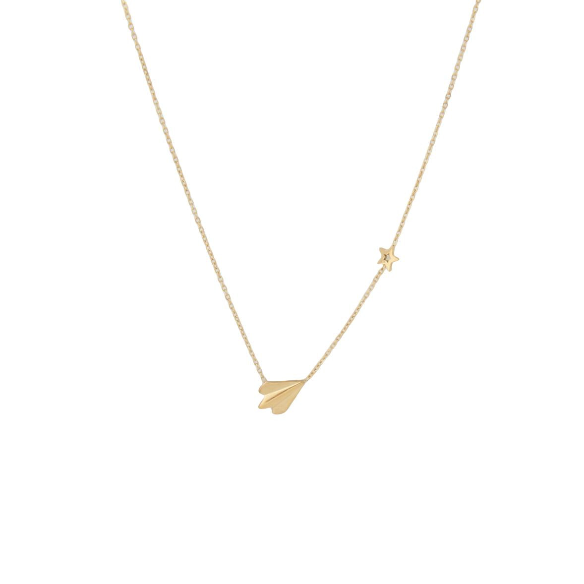 set/ necklace, bracelet, anklet Minimalist Stainless Steel Necklace with Origami Airplane and Star Charms, Stylish for summer,daily wearing