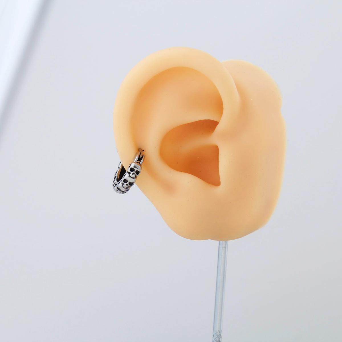 Set/Skull Design Helix Cartilage Hoop Earring Lobe Earring Stack – Stainless Steel, Unisex Piercing Jewelry for Men and Women