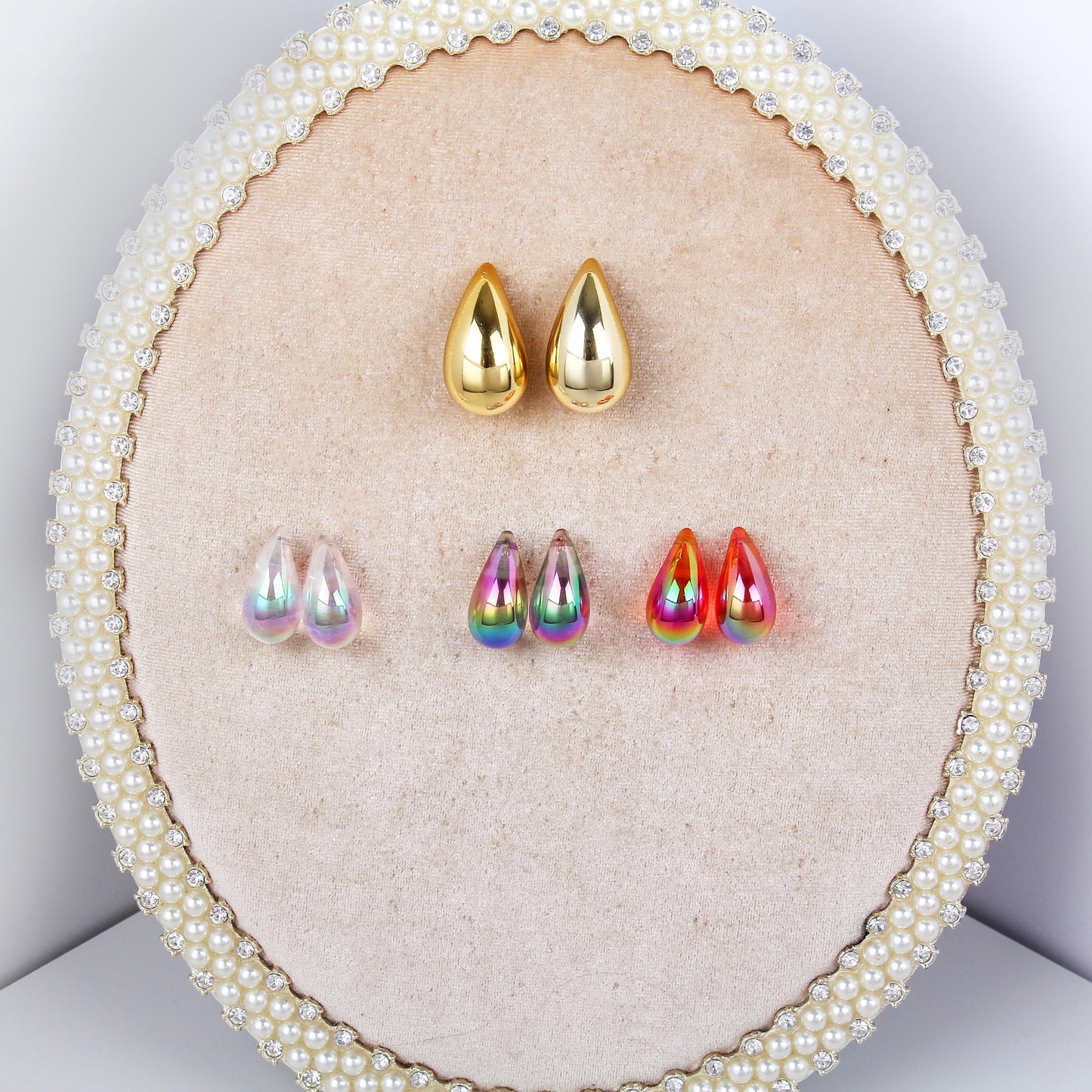set/4pairs Teardrop Earrings – buy1 stainless steel teardrop eaaring get 3 colorful Earrings free