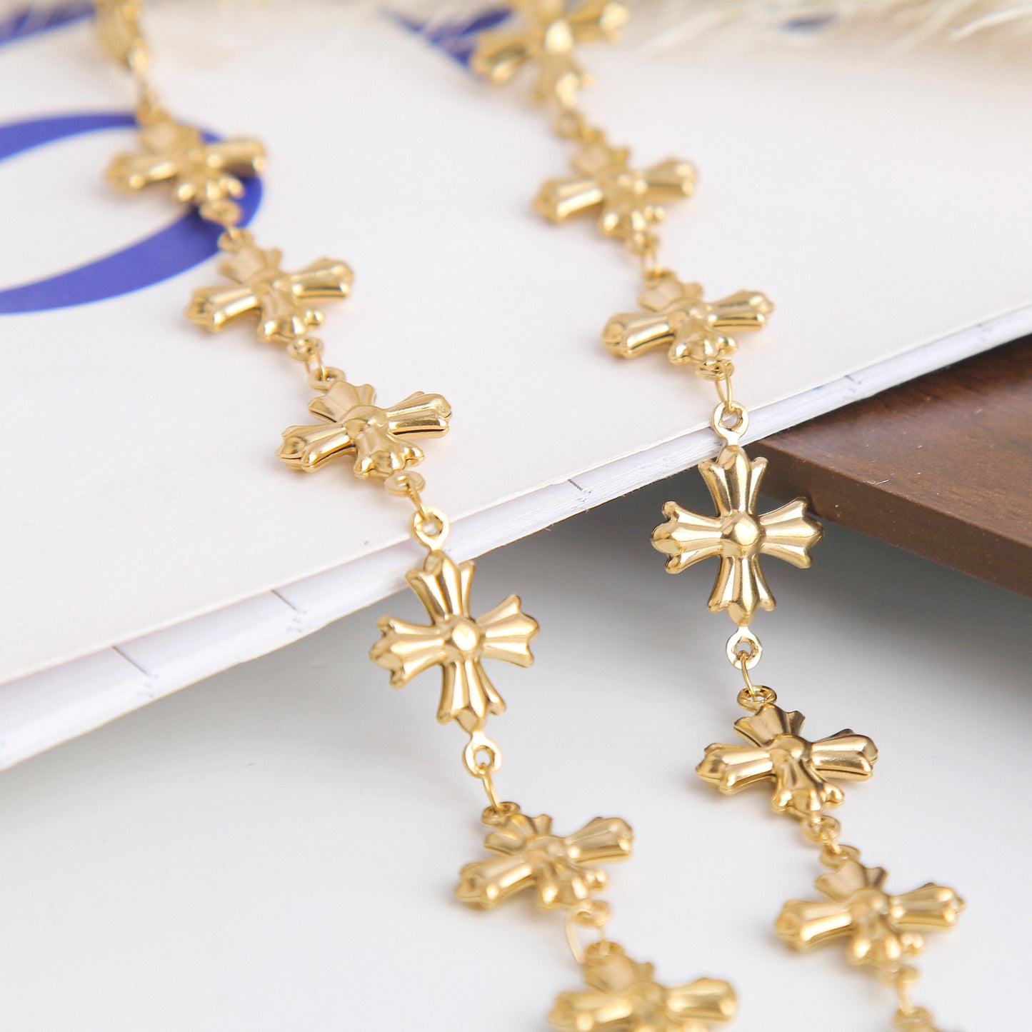Vintage Station Necklace for Woman -Stainless Steel, Three Unique Cross Designs, Adjustable, Stylish and Chic; Elegant and Versatile Jewelry for Daily Wear