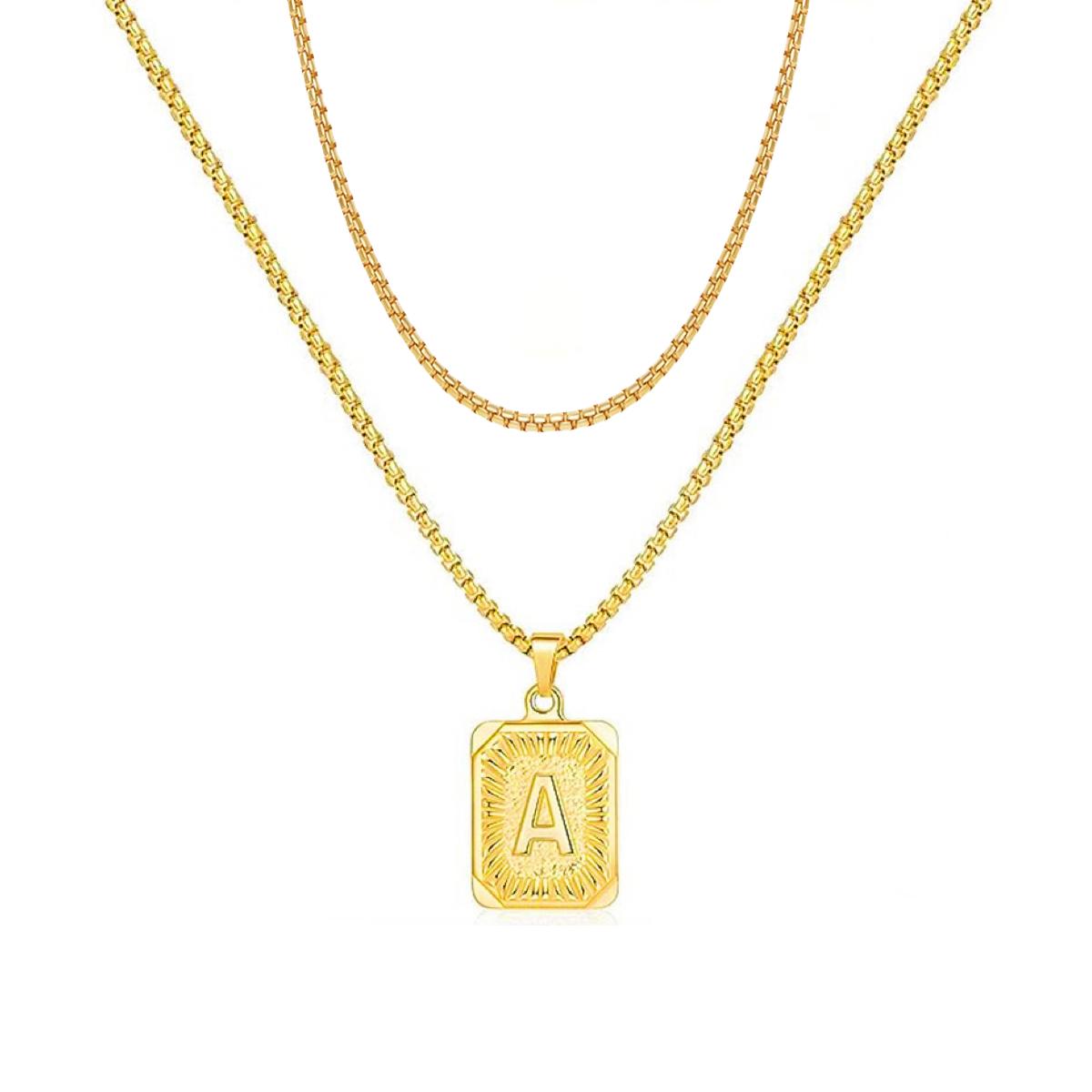 set/ intial chain necklace for men women,double layer couple jewelry, stainless steel letter necklaces, gift for couple, BFF necklace, color not fade