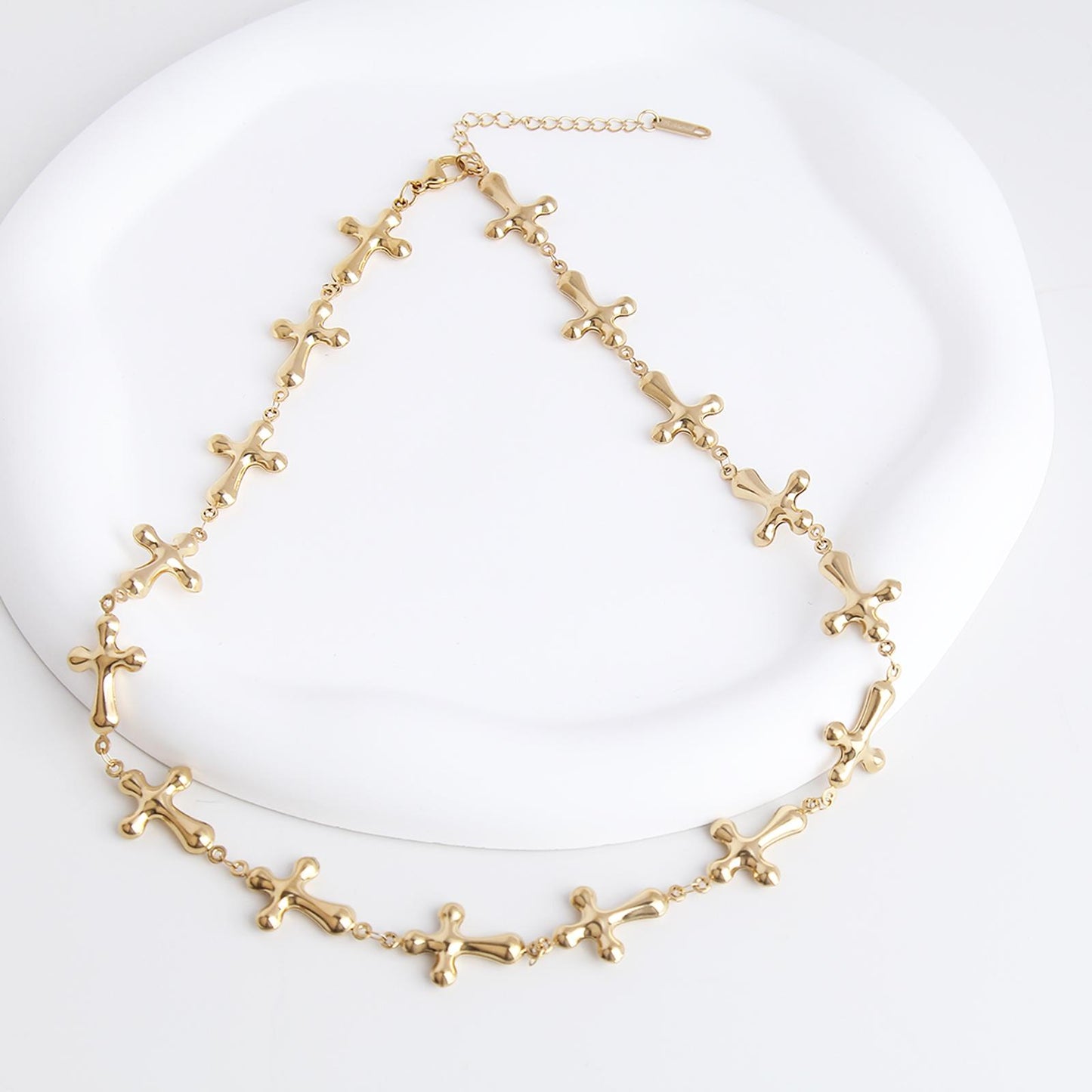 Vintage Station Necklace for Woman -Stainless Steel, Three Unique Cross Designs, Adjustable, Stylish and Chic; Elegant and Versatile Jewelry for Daily Wear