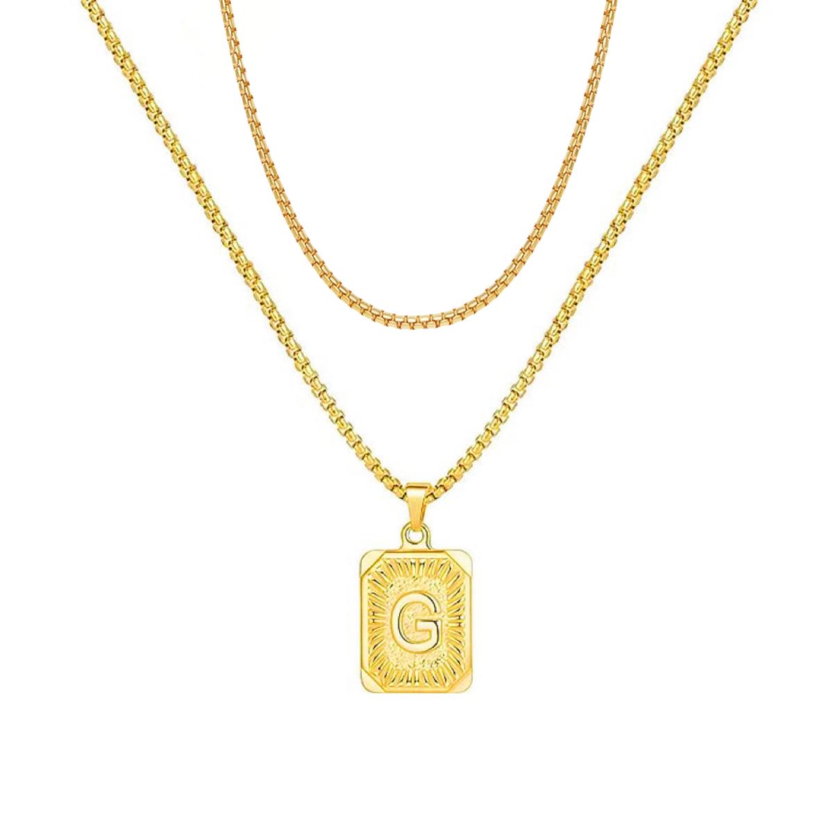 set/ intial chain necklace for men women,double layer couple jewelry, stainless steel letter necklaces, gift for couple, BFF necklace, color not fade