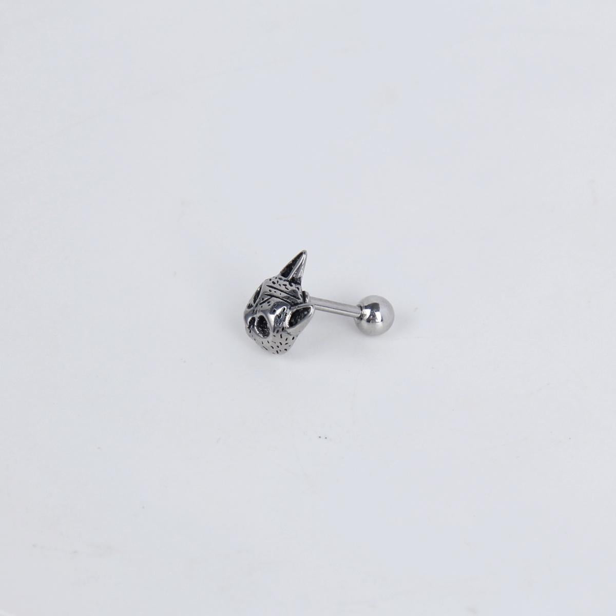 1 count/ Punk cat stud,gothic earring, vintage Stud Earring with round Back, barbell studs –titanium stud, earring, Helix Cartilage Earring for Men and Women