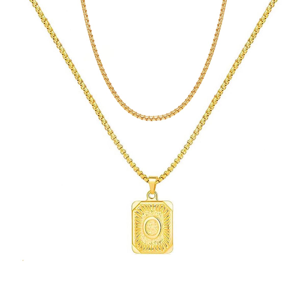 set/ intial chain necklace for men women,double layer couple jewelry, stainless steel letter necklaces, gift for couple, BFF necklace, color not fade