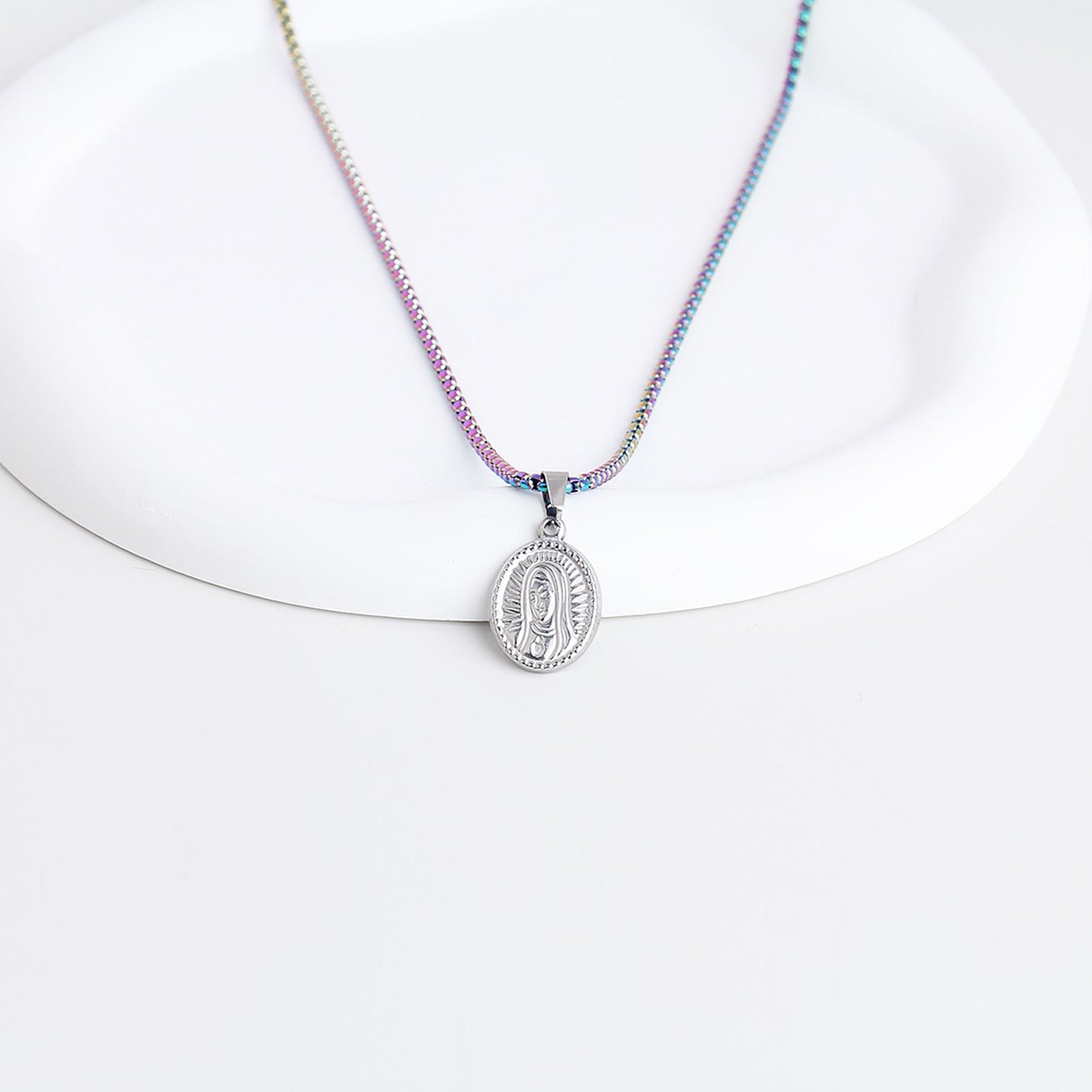 Colorful Box Chain with Different Pendant Necklace – Stainless Steel, Various Pendant, Unique and Elegant Statement Jewelry, Simple and Cool, Trendy Jewelry for Daily Wear
