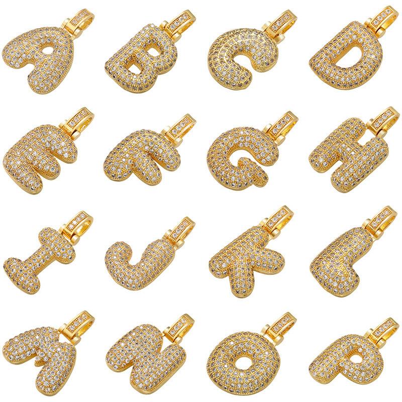 Personalized Initial Necklace 3D Bubble style ,A-Z 26 letter Pendant with Zircon,Unique Puff Font & Balloon Letter,Dainty Gift For Men and Women