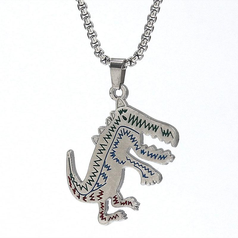 HN026:Hip-Hop Style NecklaceMetal Dinosaur Pendant Necklace for women and men