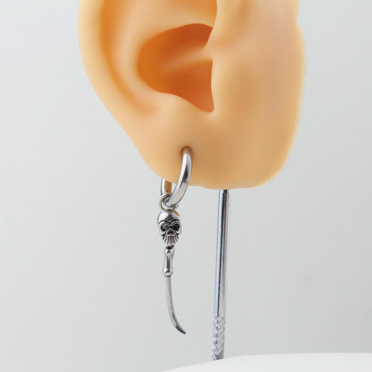 Skull Stud Helix Cartilage hoop Earring Stacking Set – Stainless Steel, Unisex Piercing Jewelry for Men and Wome