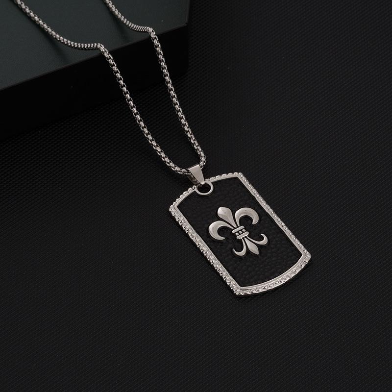 HN059:Hip-Hop Style Necklace,Fleur De Lis Pendant Necklace for Women And Men