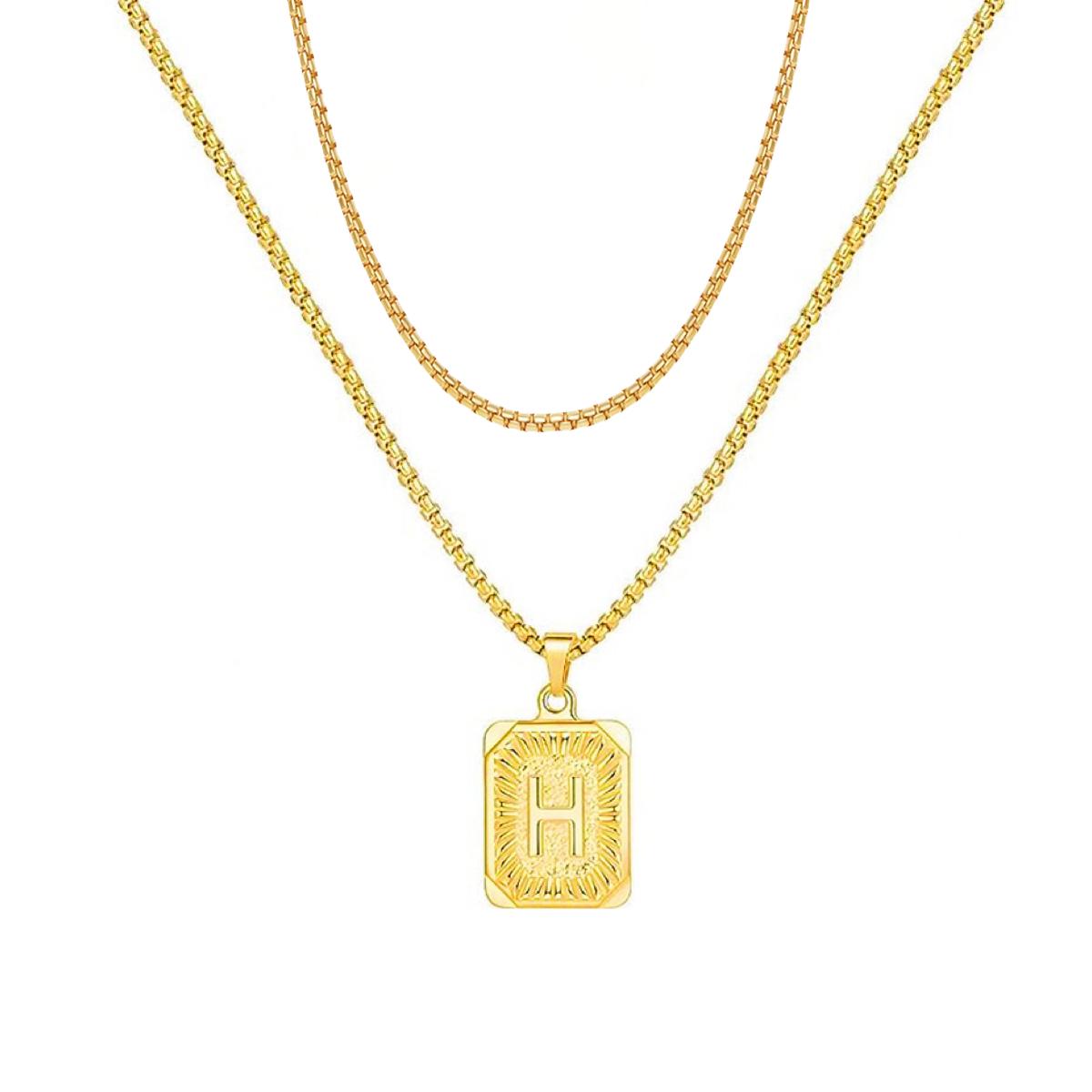 set/ intial chain necklace for men women,double layer couple jewelry, stainless steel letter necklaces, gift for couple, BFF necklace, color not fade