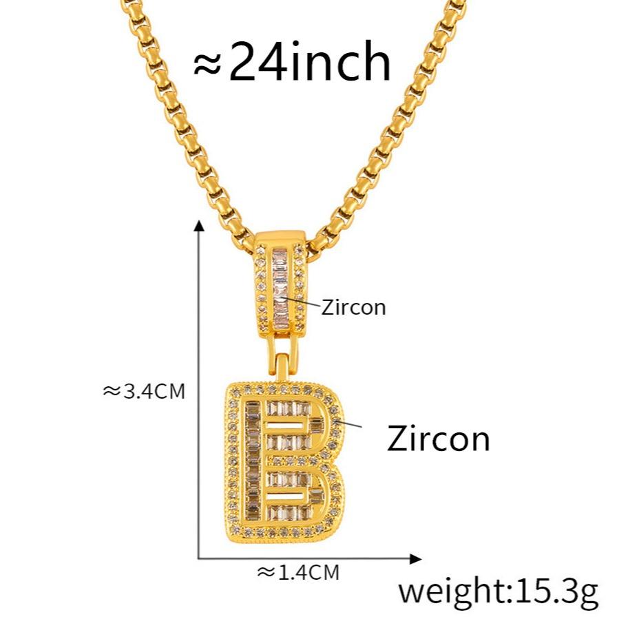 Personalized 26 Letters Necklace, A-Z Alphabet Pendant with Box Chain, Initial Letters with Zircon,Gift for Men and Women