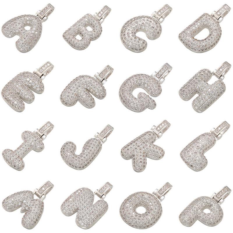 Personalized Initial Necklace 3D Bubble style ,A-Z 26 letter Pendant with Zircon,Unique Puff Font & Balloon Letter,Dainty Gift For Men and Women