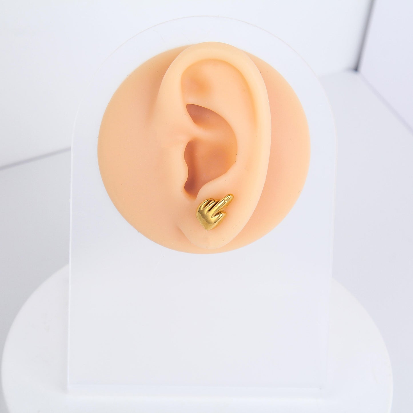1 count/ Punk Gothic Hand Gesture with Raised Middle Finger Stud Earring, Vintage Cool Stud Earring with Round Back,Barbell Studs –Titanium Stud, Earlobe Earring, Helix Cartilage Earring for Men and Women