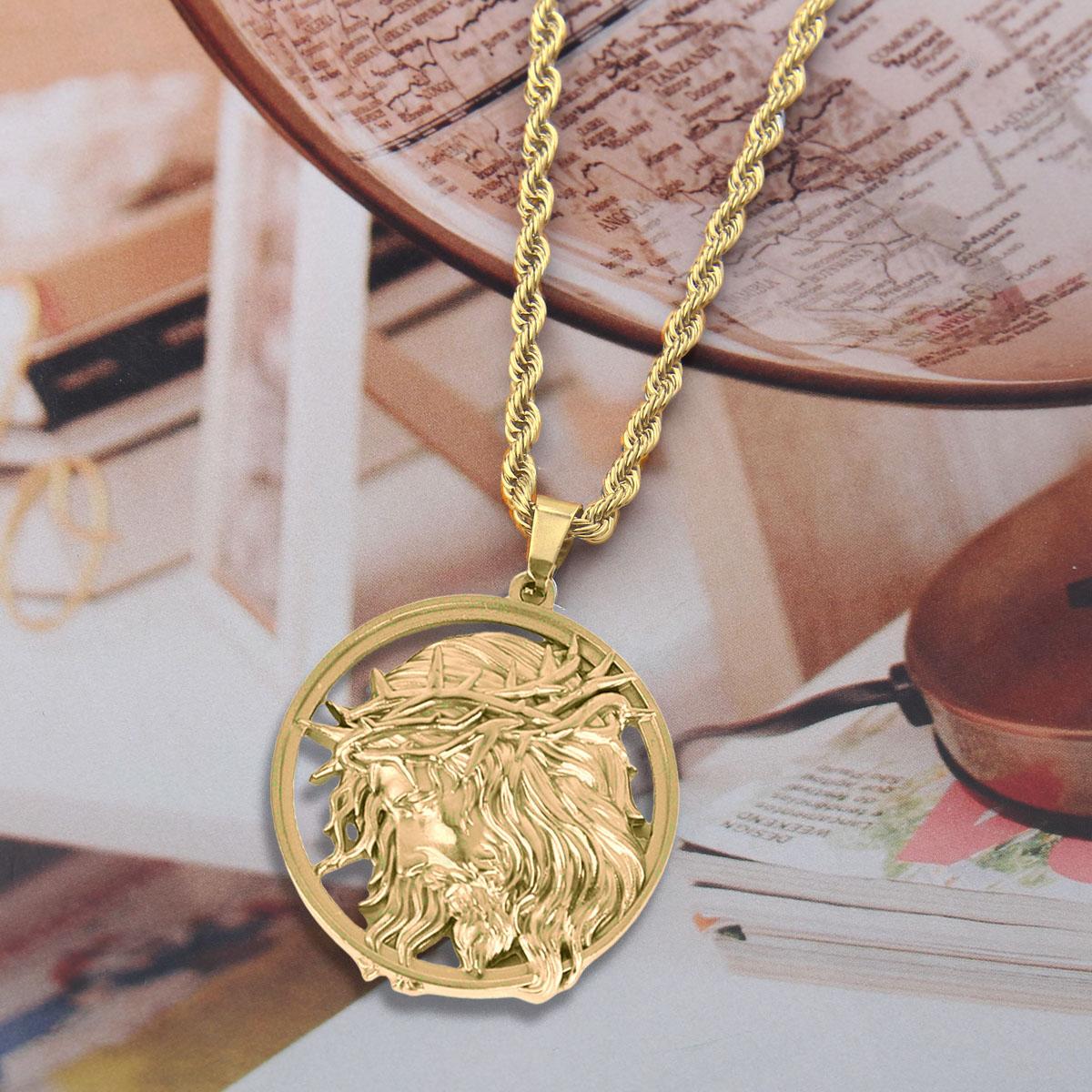 Jesus Crown of Thorns Pendant Necklace, Stainless Steel,24" Chain, Meaningful Gift for Christian,Fashion Stainless Steel Jewelry